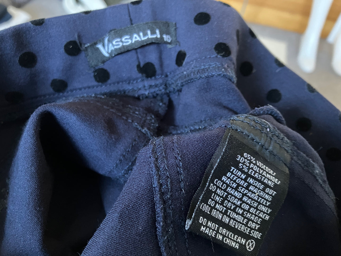 Vassalli NZ Made Pull On Navy Polka Dot Pants - Size: 10