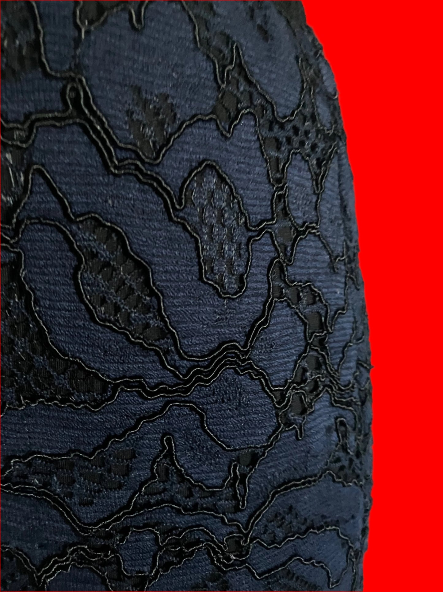David Lawrence Australian Designed Navy Blue Lace Skirt - Size: 10