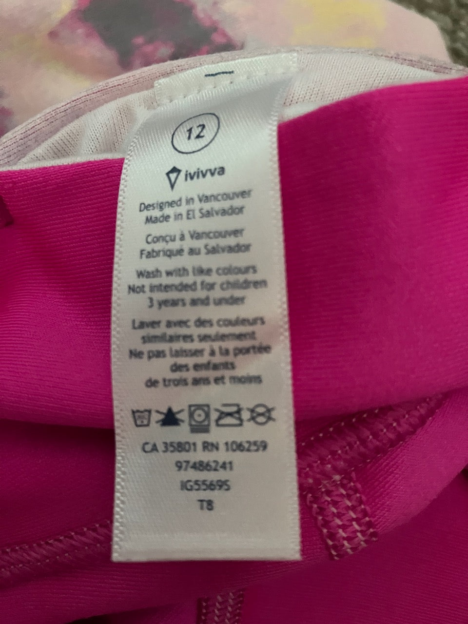 Ivivva by Lululemon - Pink Splash Leggings for Teens - Size: 12