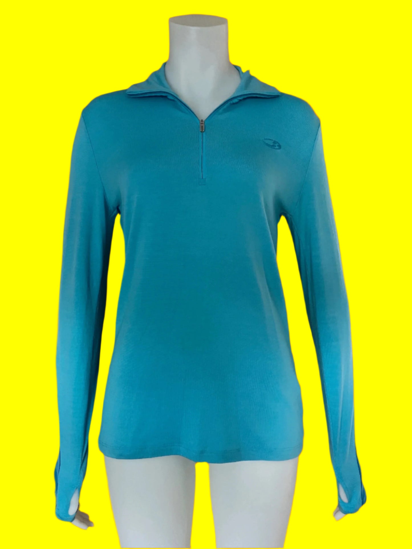 Icebreaker Two Toned Blue Top With Zip - Size: L