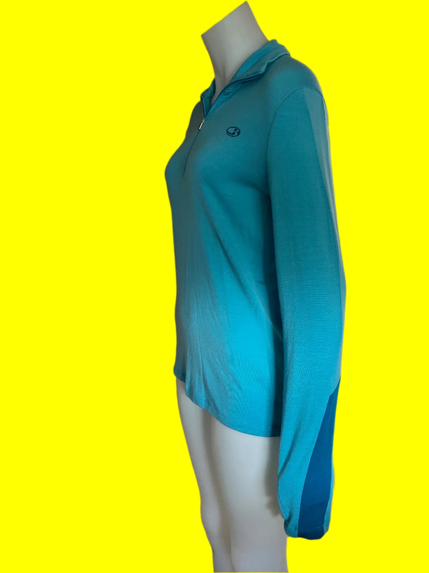 Icebreaker Two Toned Blue Top With Zip - Size: L