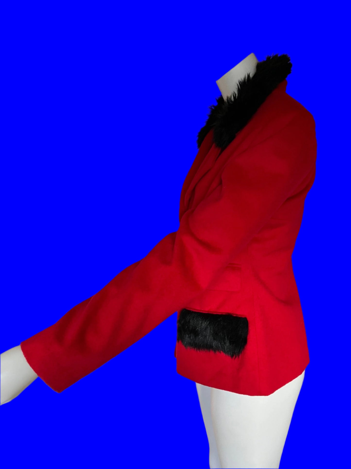 World $$$$ Riding Jacket Vibrant Red With Fur Trim - Size: M