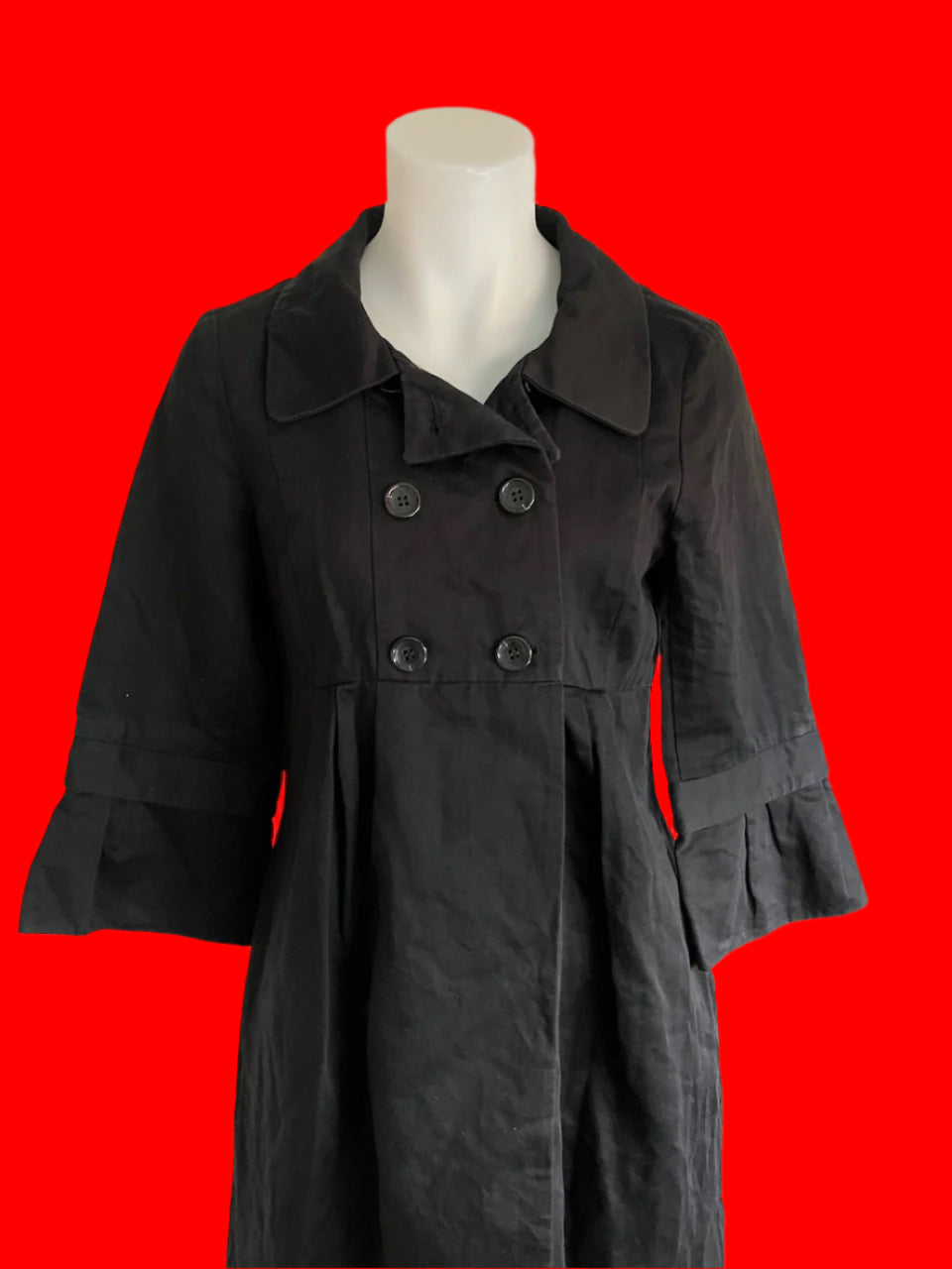 Cue - Long Style Lightweight Black Coat - Size: 10