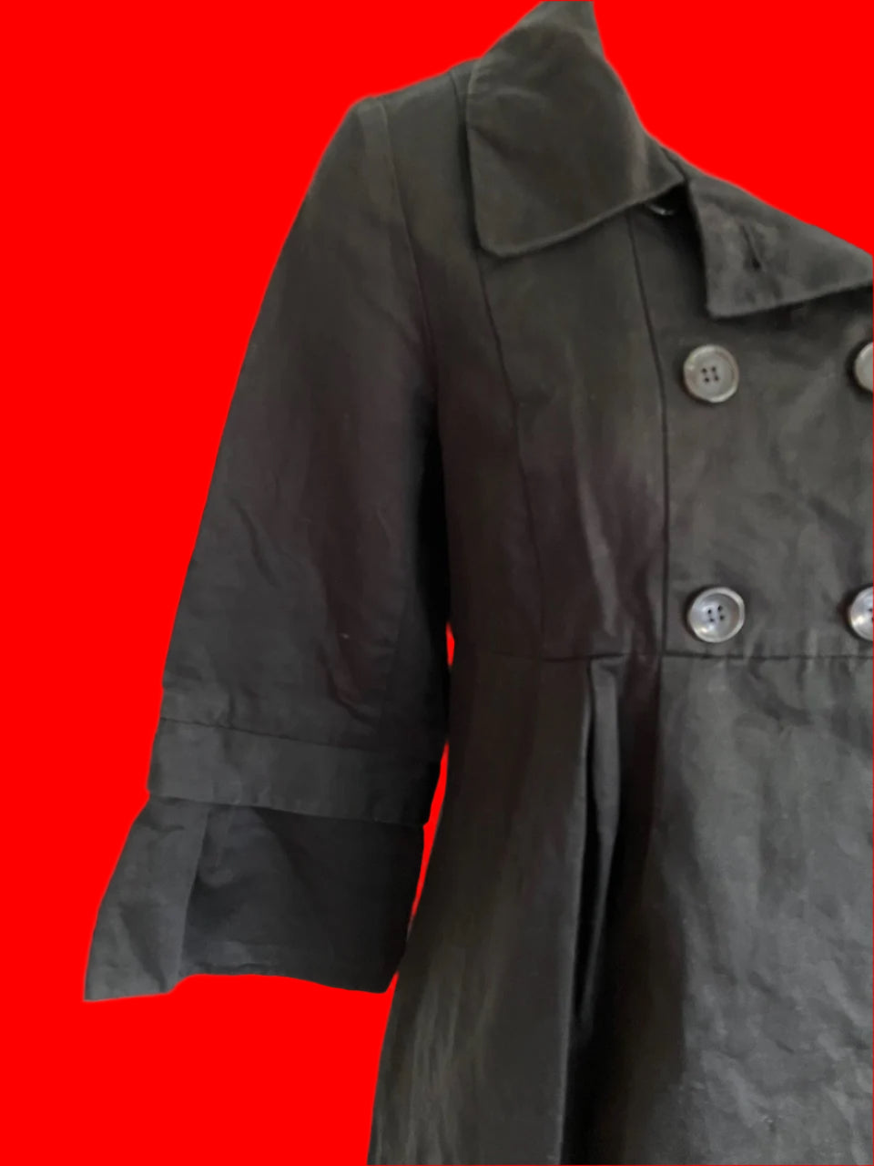 Cue - Long Style Lightweight Black Coat - Size: 10
