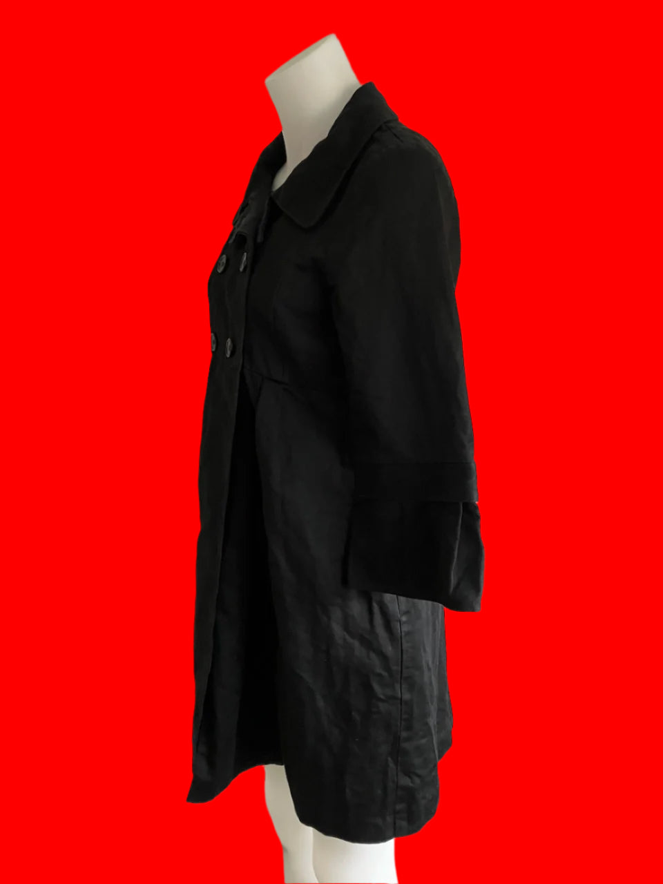Cue - Long Style Lightweight Black Coat - Size: 10