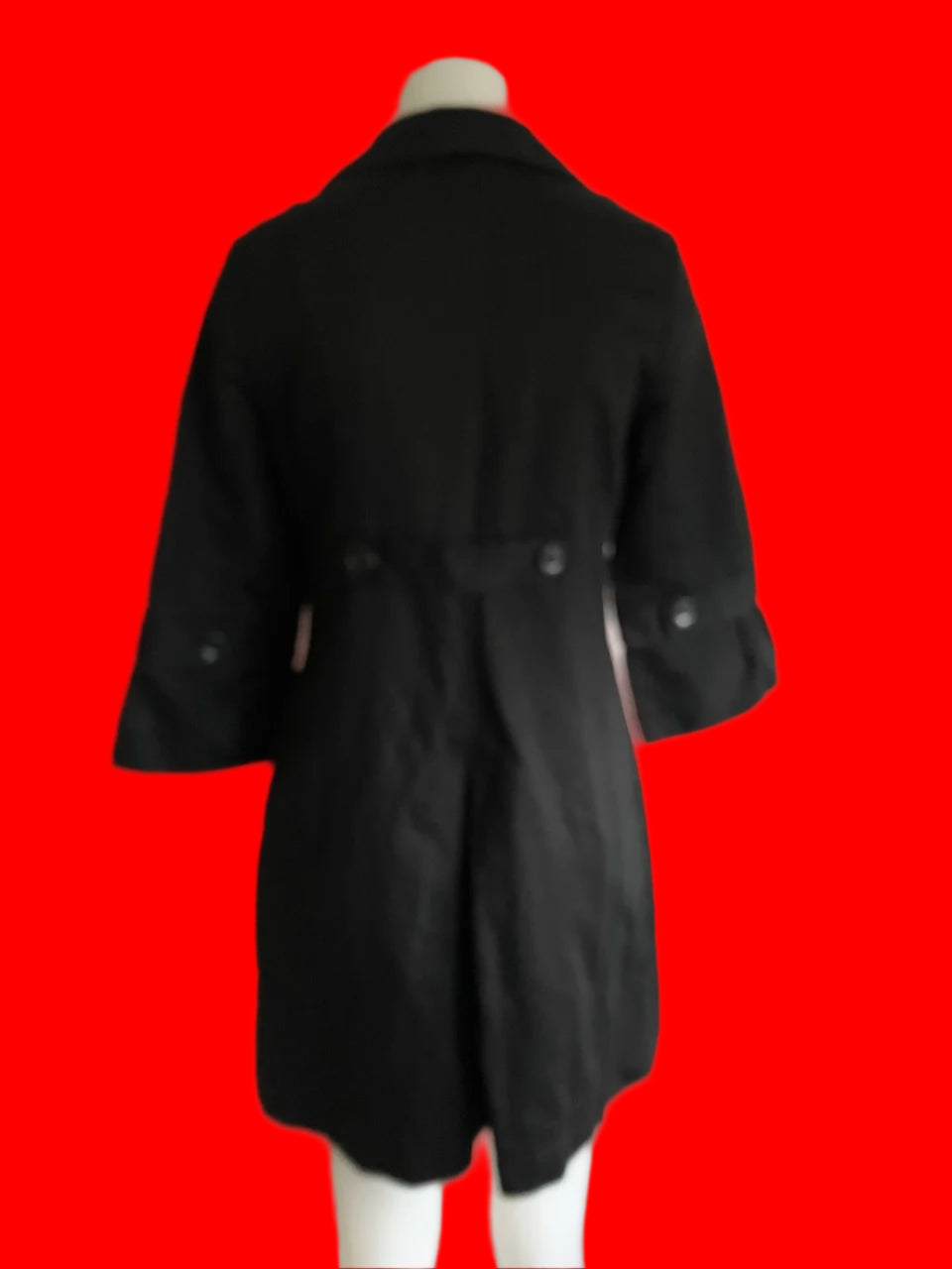 Cue - Long Style Lightweight Black Coat - Size: 10