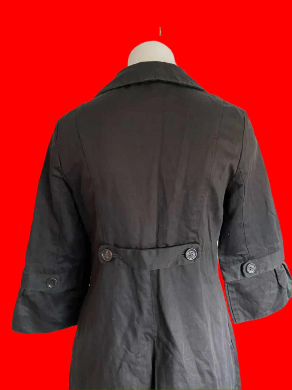 Cue - Long Style Lightweight Black Coat - Size: 10