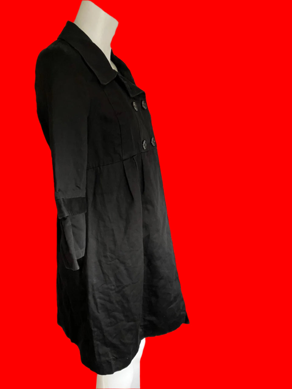 Cue - Long Style Lightweight Black Coat - Size: 10