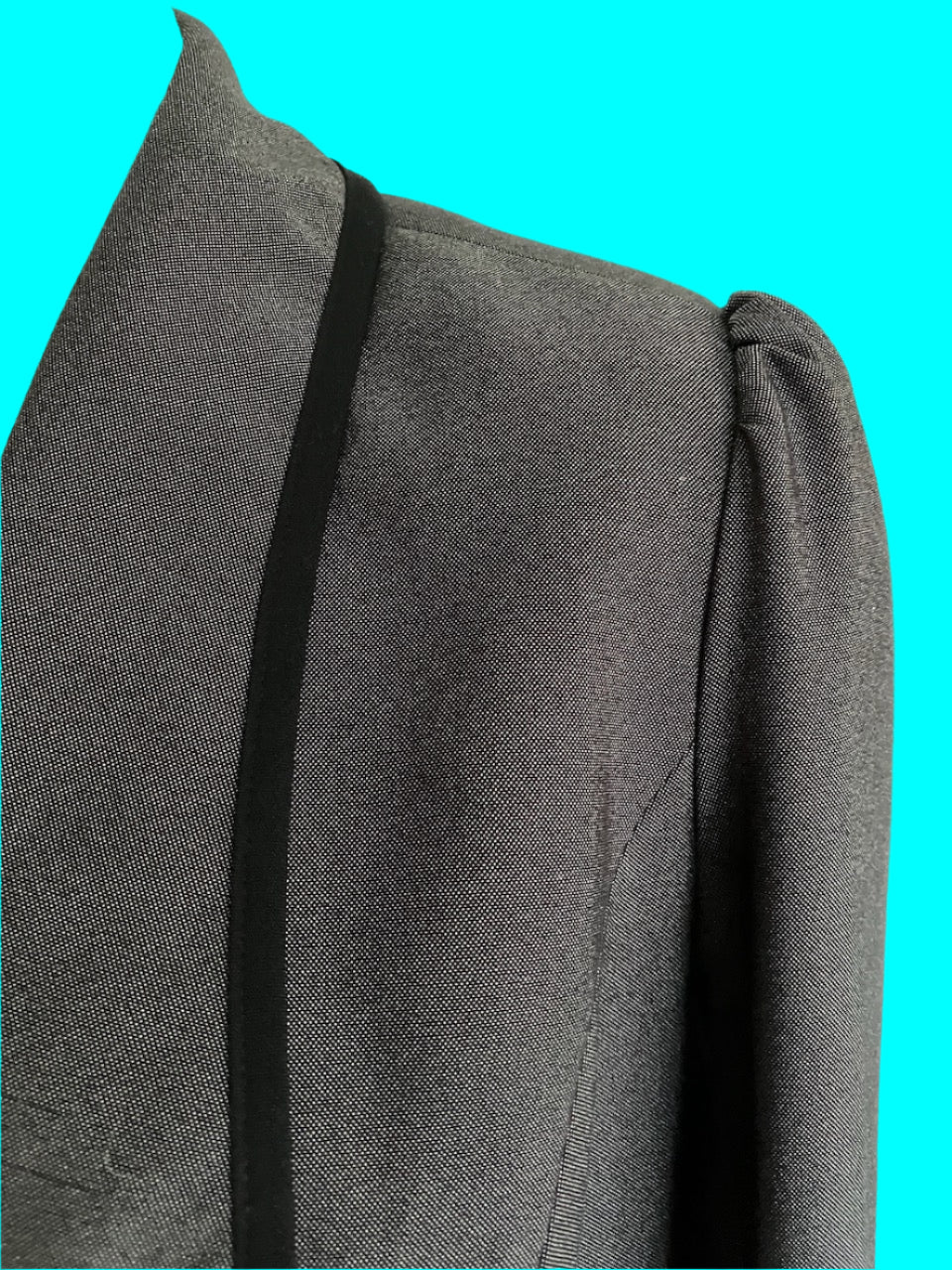 Jacqui E - Grey Blazer With Black Trim - Size: 12