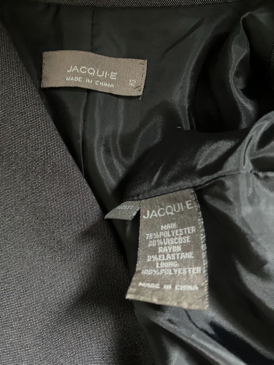 Jacqui E - Grey Blazer With Black Trim - Size: 12