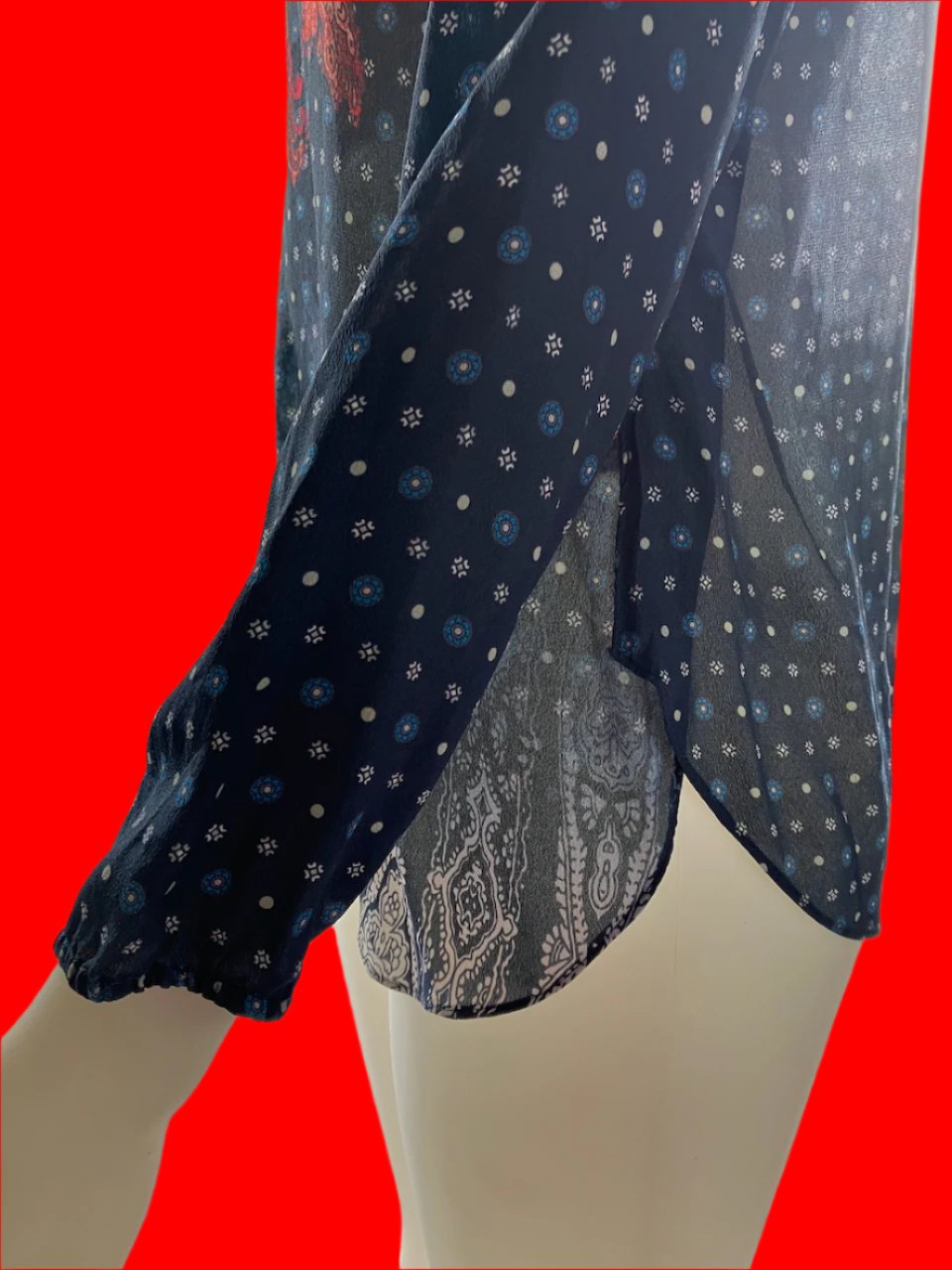 Loobies Story - Paisley Print Top With Embellishment - Size: 10