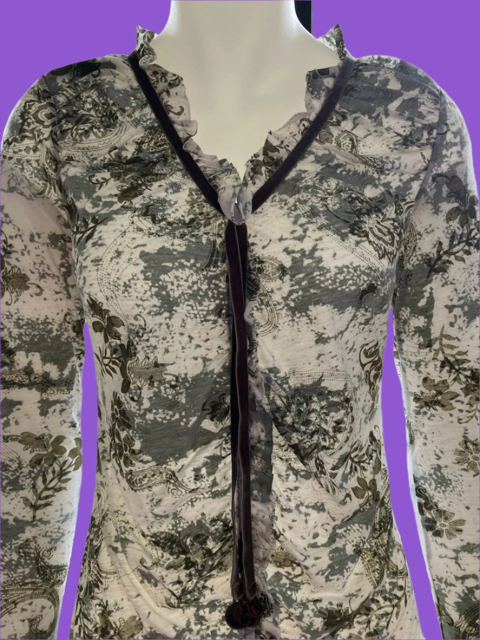Loobies Story - Paisley Print Top With Tie - Size: 10