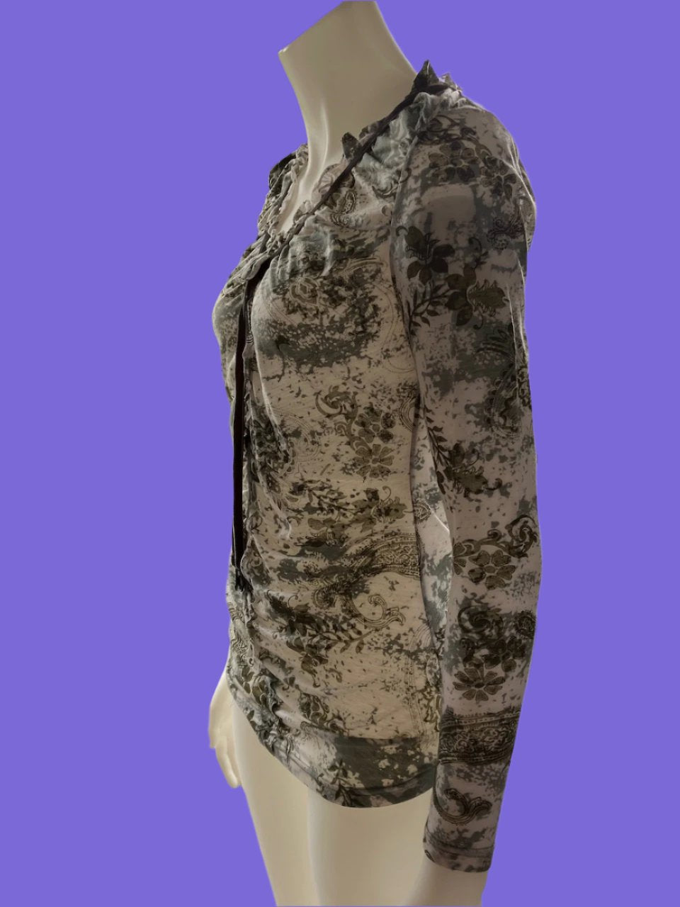Loobies Story - Paisley Print Top With Tie - Size: 10