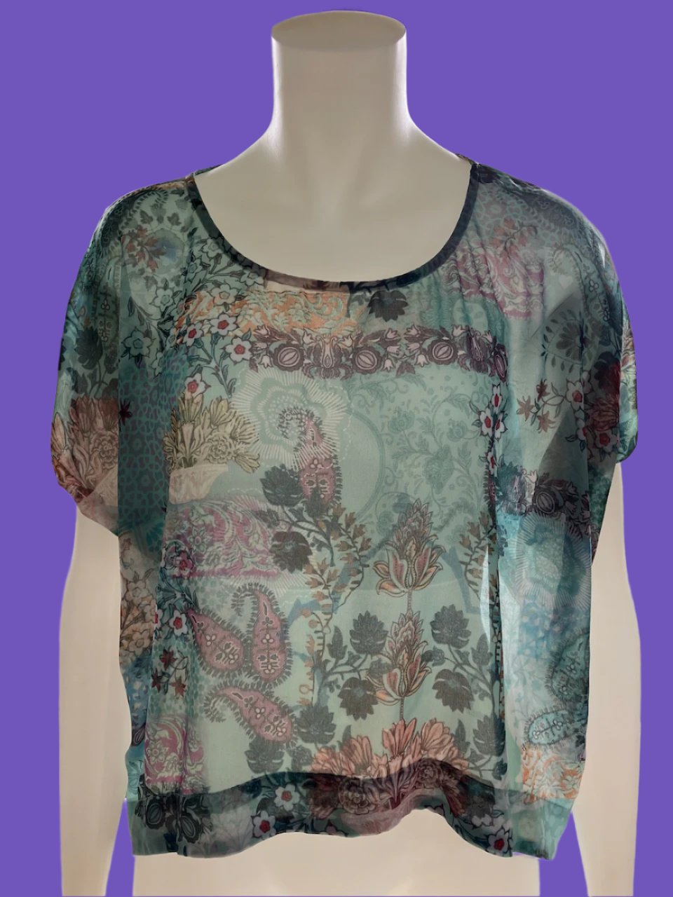 Loobies Story - Sheer Floral and Paisley Top - Size - XS