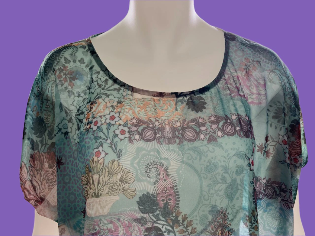 Loobies Story - Sheer Floral and Paisley Top - Size - XS