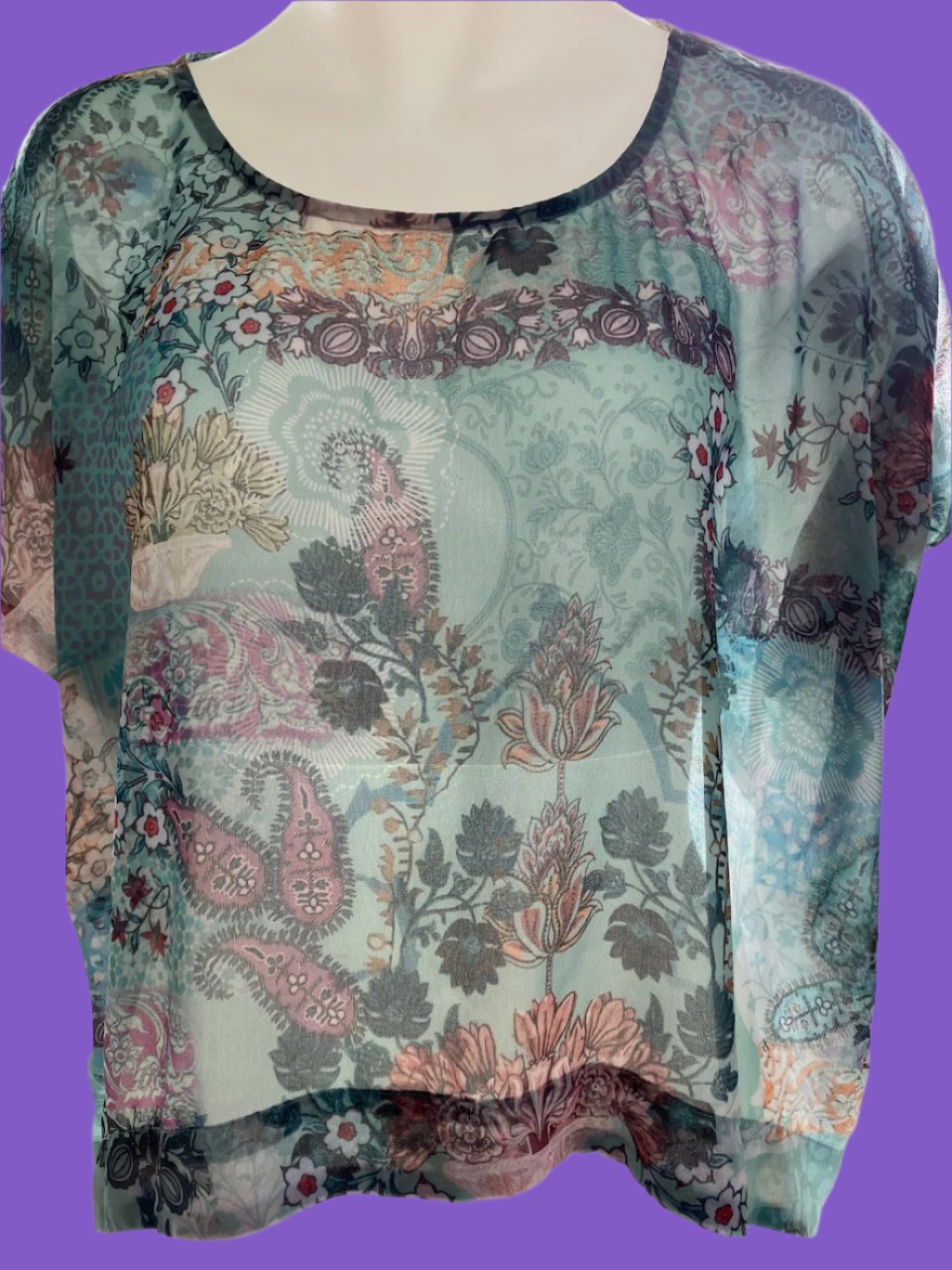 Loobies Story - Sheer Floral and Paisley Top - Size - XS