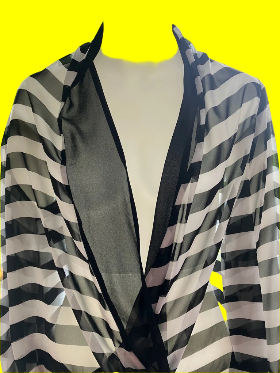 Moochi - Black & White Sheer Crossover Top - Size: 12