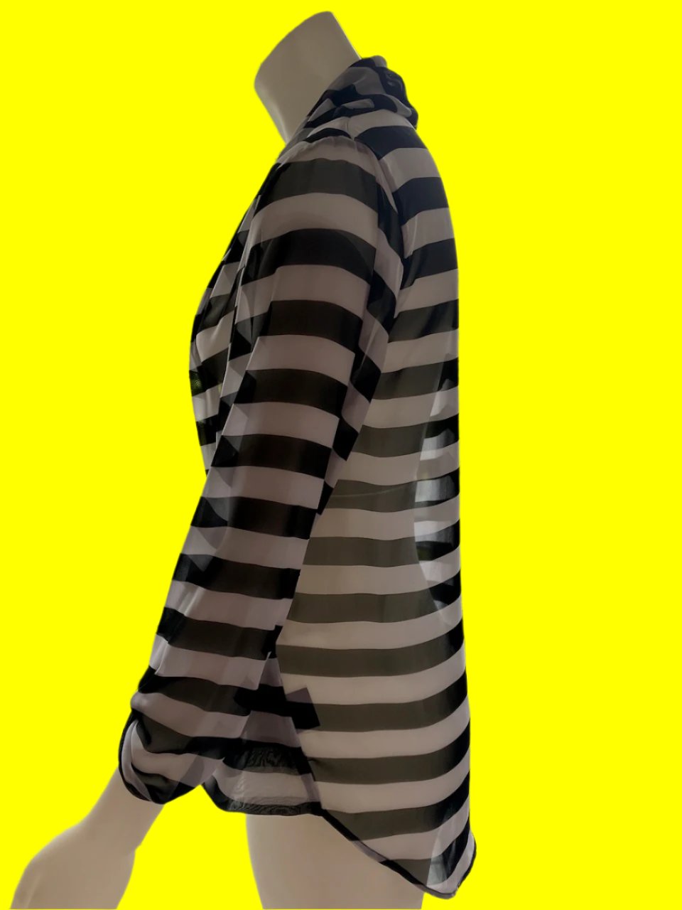 Moochi - Black & White Sheer Crossover Top - Size: 12