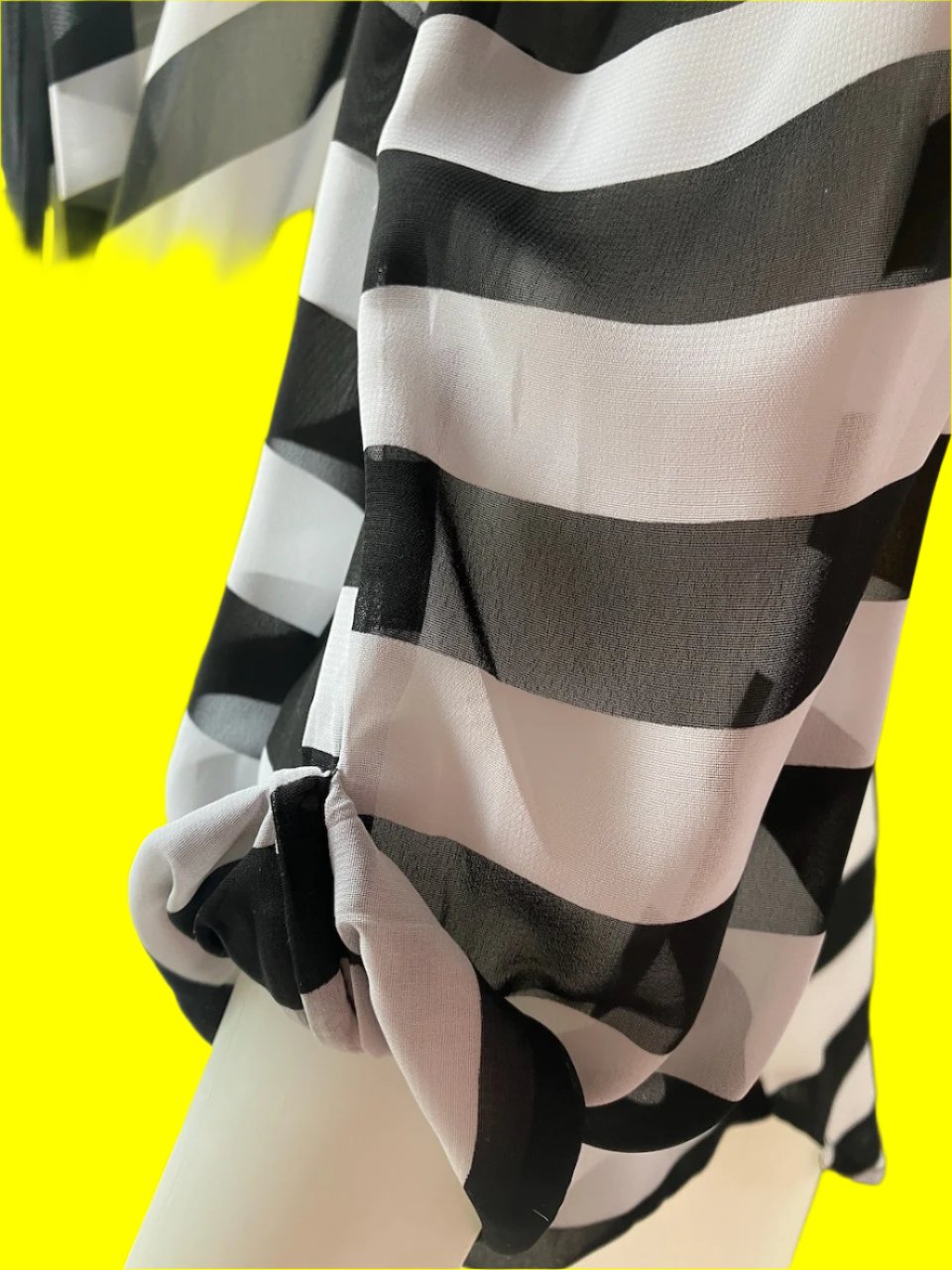 Moochi - Black & White Sheer Crossover Top - Size: 12