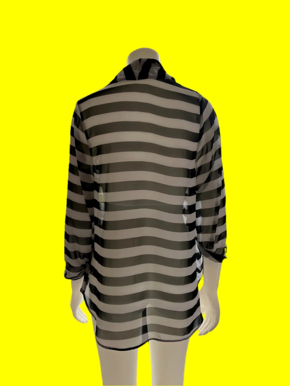 Moochi - Black & White Sheer Crossover Top - Size: 12
