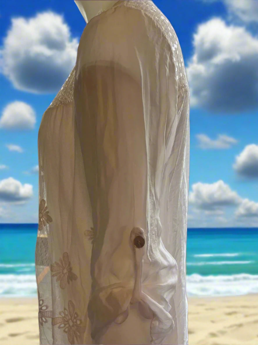 Made In Italy - Beautiful White Kaftan - Size: S