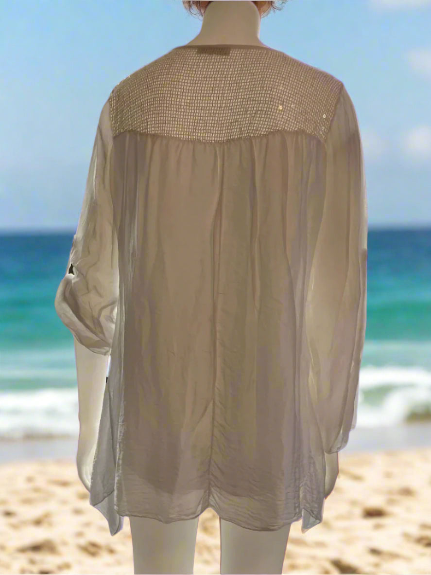 Made In Italy - Beautiful White Kaftan - Size: S