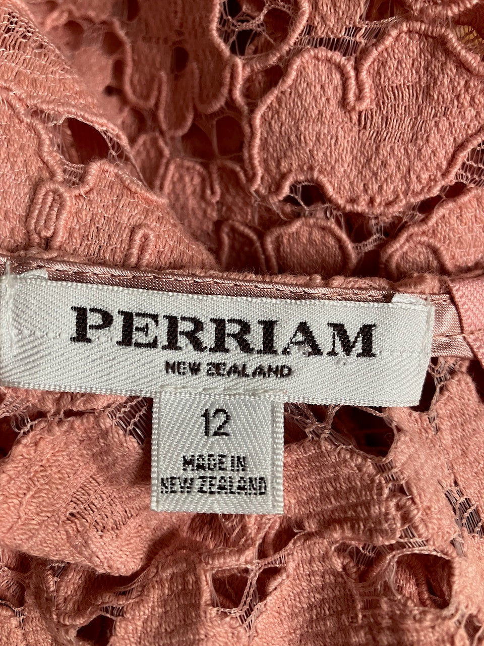 Perriam - NZ Made - Pink Lace Dress - Size: 12