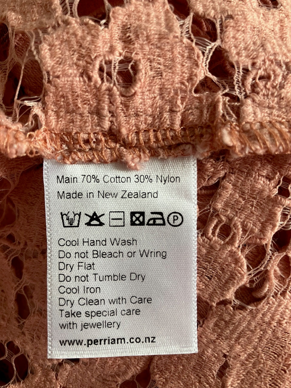 Perriam - NZ Made - Pink Lace Dress - Size: 12