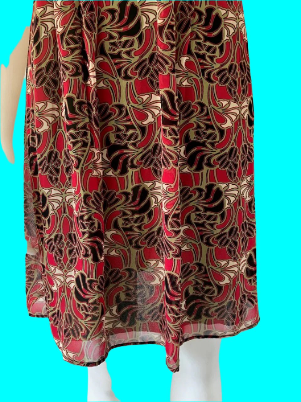 Annah Stretton - Red & Green Patterned Dress