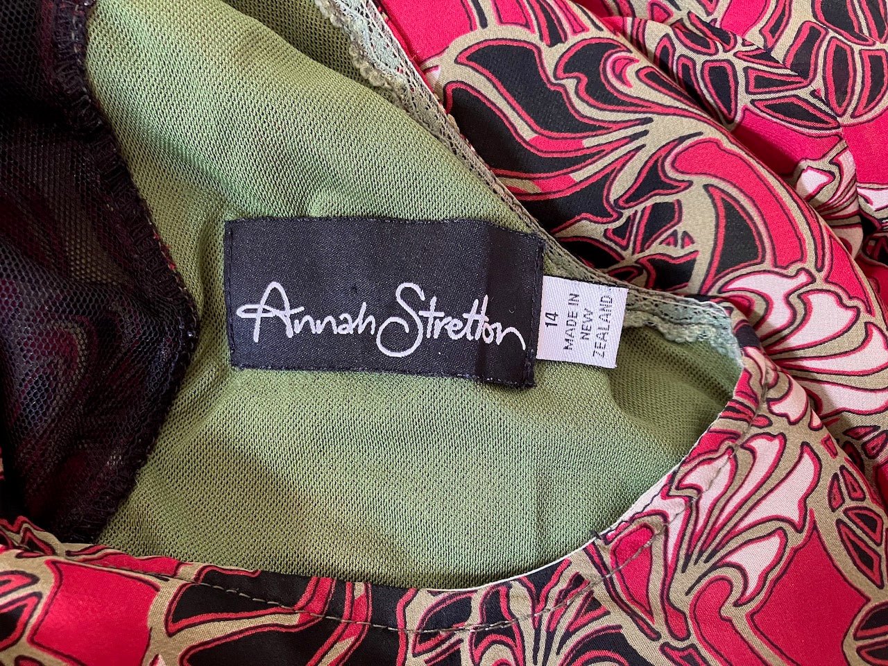 Annah Stretton - Red & Green Patterned Dress