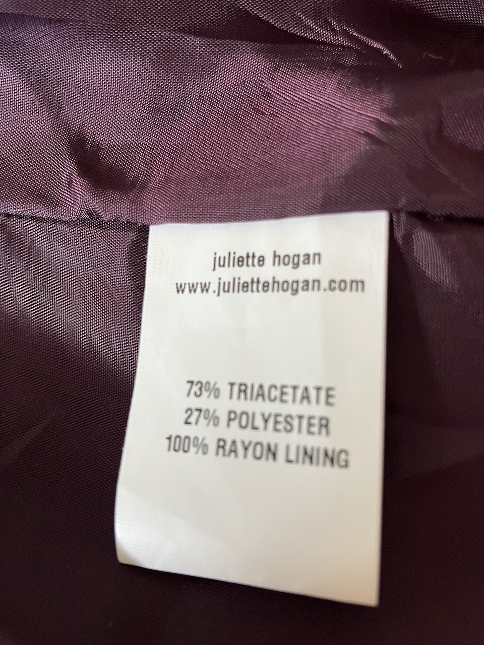 Juliette Hogan - NZ Made Designer Top in Aubergine - Size: 8