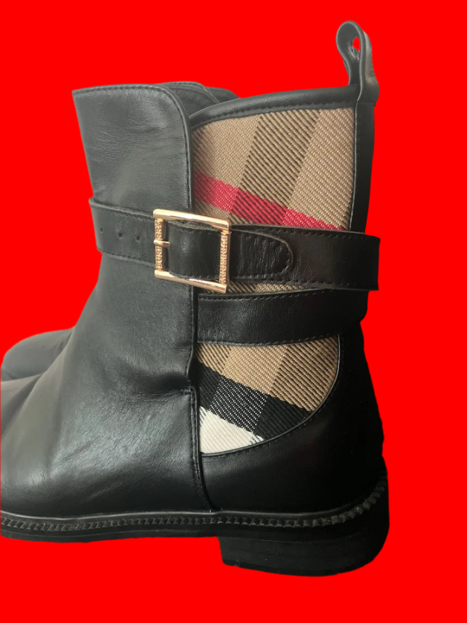 BURBERRY - Women's Bootie House Check Print. - Ankle Boot - Size: 38