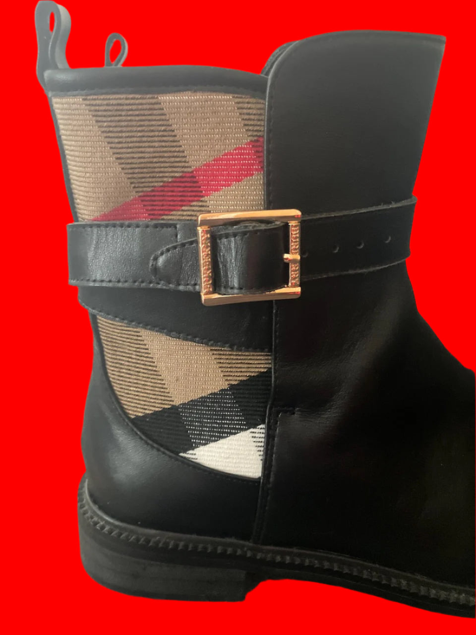 BURBERRY - Women's Bootie House Check Print. - Ankle Boot - Size: 38