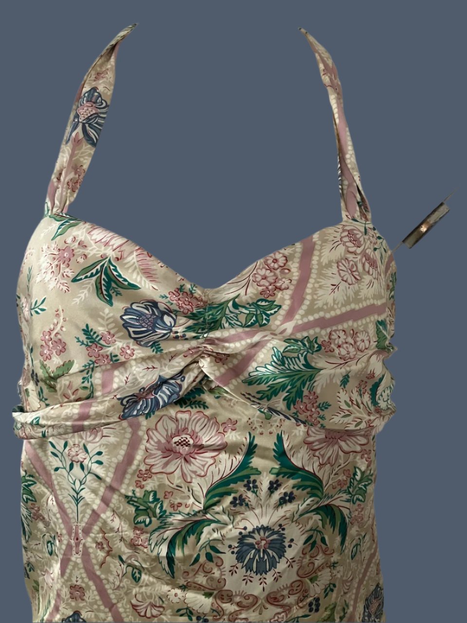 RUBY - Silk & Cotton Patterned Summer Dress - Size: L ( Small Fitting)