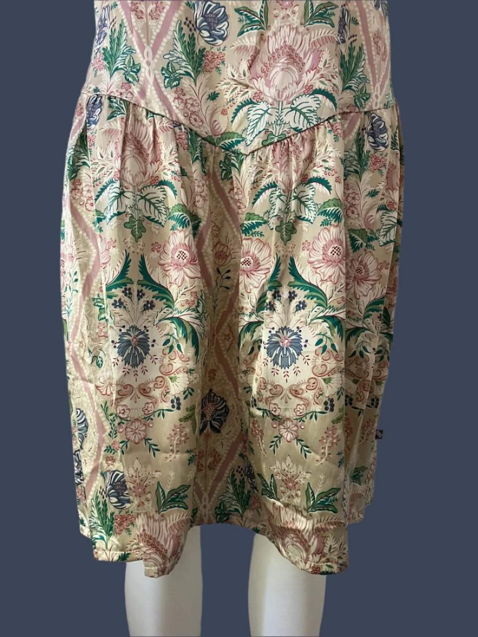 RUBY - Silk & Cotton Patterned Summer Dress - Size: L ( Small Fitting)