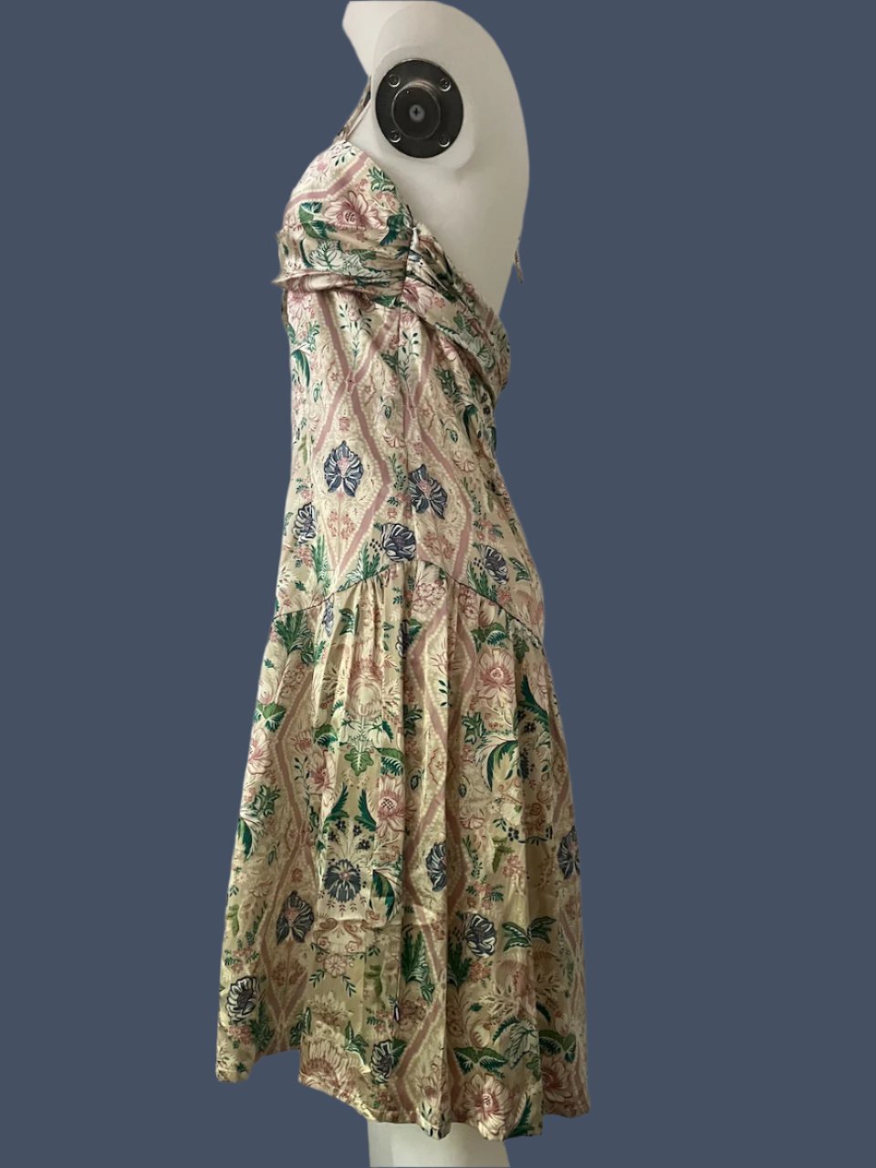 RUBY - Silk & Cotton Patterned Summer Dress - Size: L ( Small Fitting)