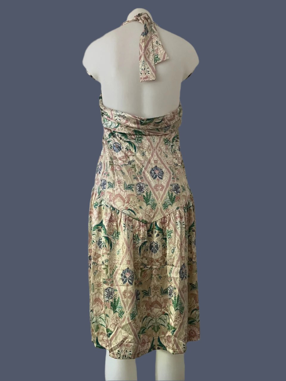 RUBY - Silk & Cotton Patterned Summer Dress - Size: L ( Small Fitting)