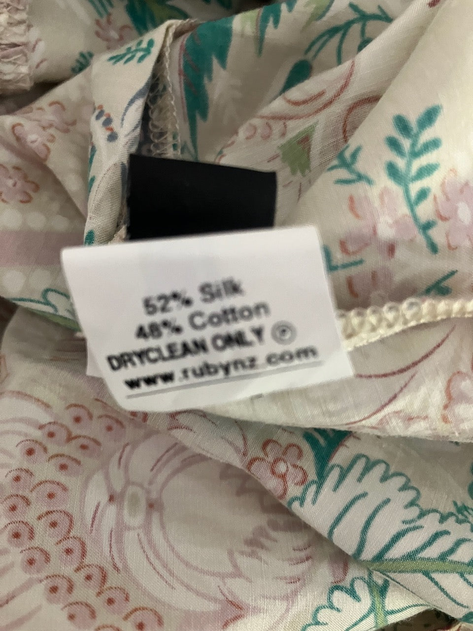 RUBY - Silk & Cotton Patterned Summer Dress - Size: L ( Small Fitting)