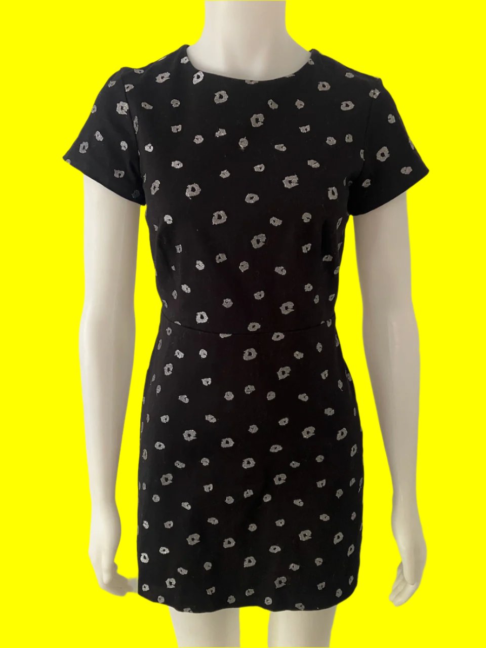 RUBY - NZ Designer Black Dress With Silver Pattern - Size: 10