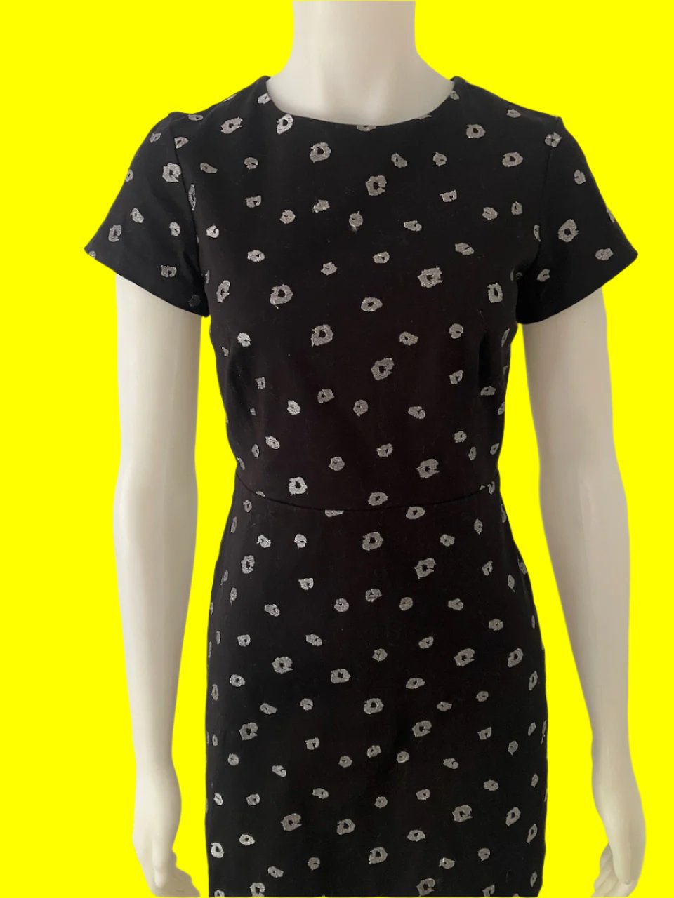 RUBY - NZ Designer Black Dress With Silver Pattern - Size: 10