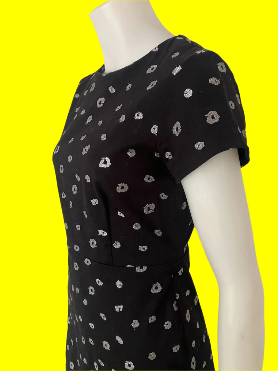 RUBY - NZ Designer Black Dress With Silver Pattern - Size: 10