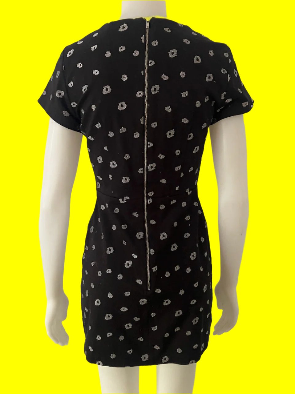 RUBY - NZ Designer Black Dress With Silver Pattern - Size: 10