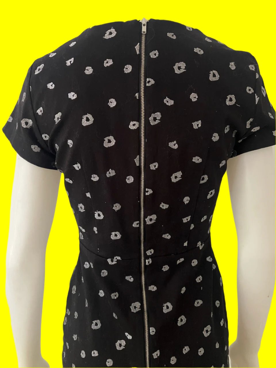 RUBY - NZ Designer Black Dress With Silver Pattern - Size: 10