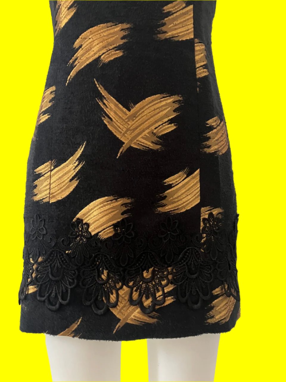 Serry Lia - Pure Wool Black Dress With Gold - Size: S