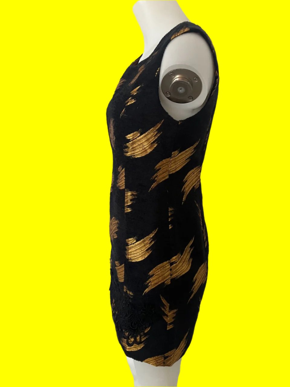Serry Lia - Pure Wool Black Dress With Gold - Size: S
