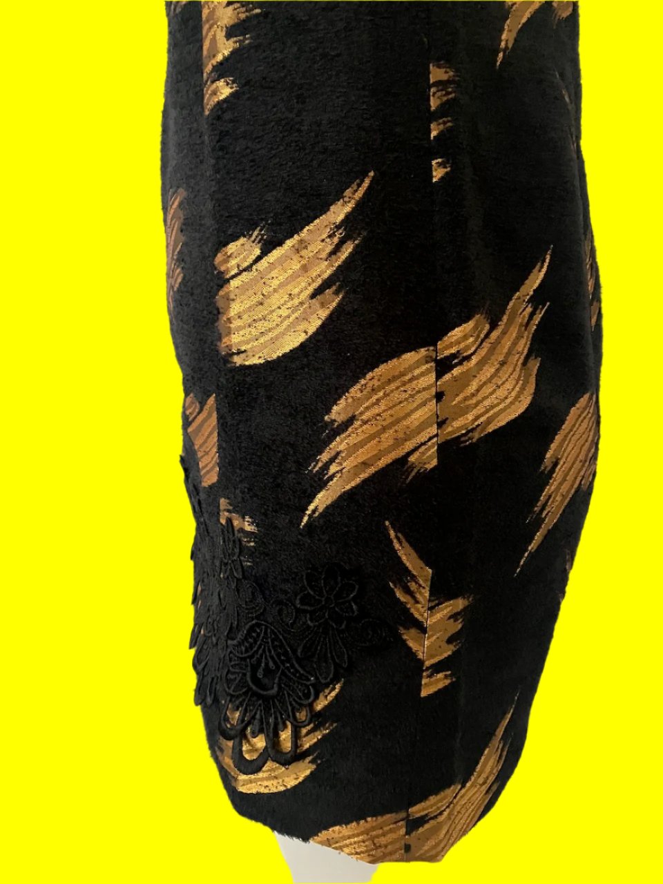 Serry Lia - Pure Wool Black Dress With Gold - Size: S