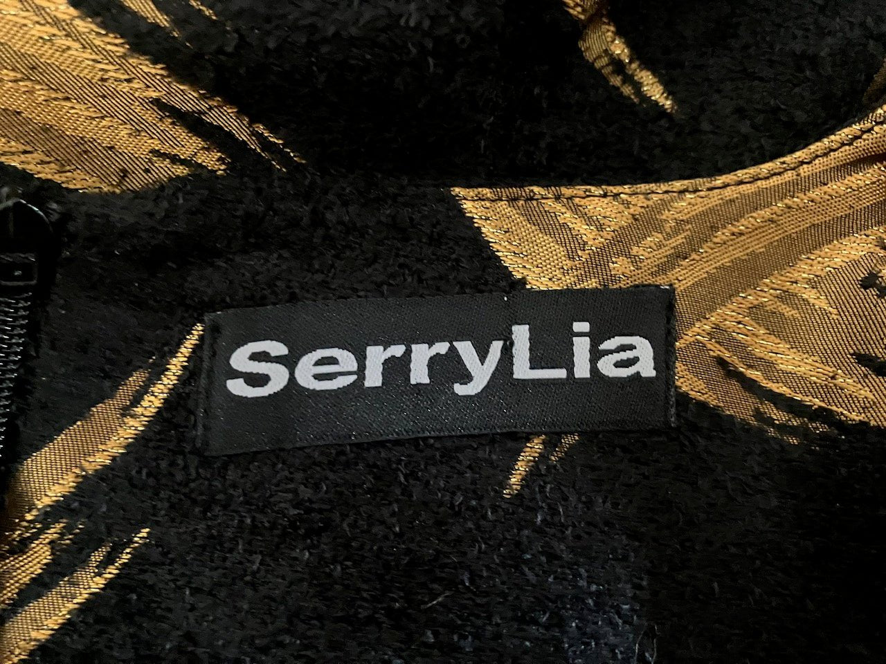 Serry Lia - Pure Wool Black Dress With Gold - Size: S
