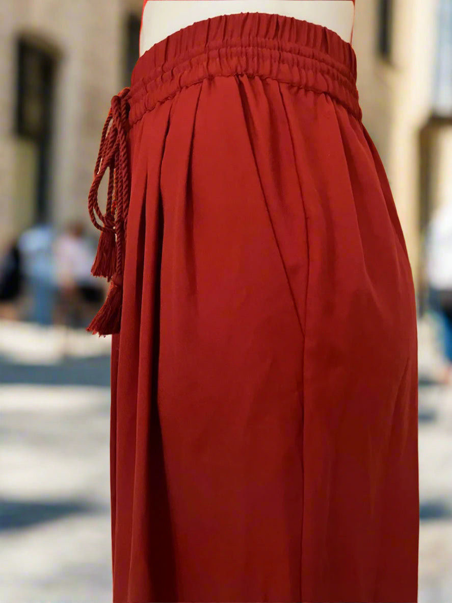 Zara - NEAR NEW - Wide Legged Red Pants With Tie - Size: XS