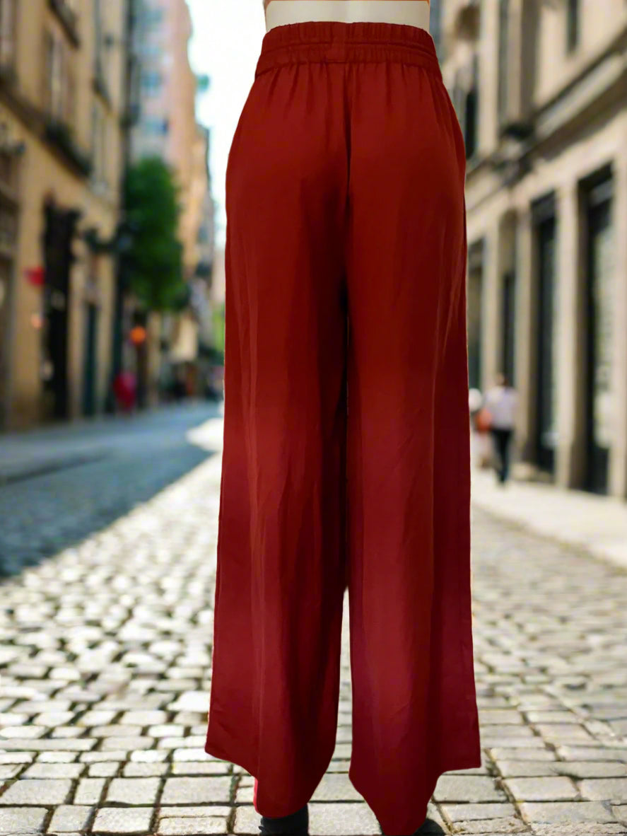 Zara - NEAR NEW - Wide Legged Red Pants With Tie - Size: XS
