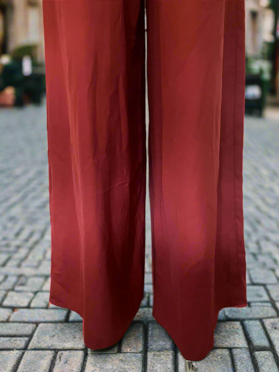 Zara - NEAR NEW - Wide Legged Red Pants With Tie - Size: XS